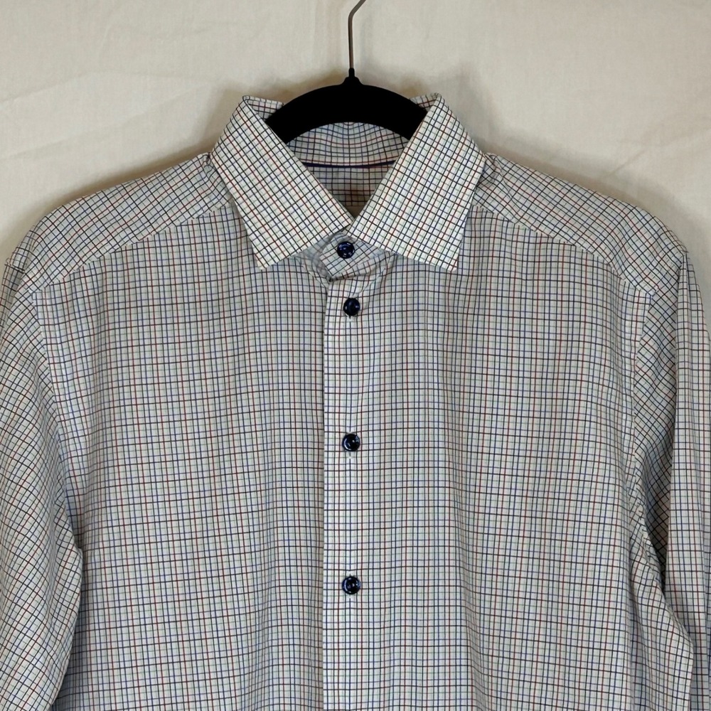 Eton Brighton Plaid Check Cotton Button Down Shirt Men's Medium 15.5 EU39‎